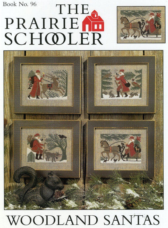 The Prairie Schooler WOODLAND SANTAS Counted Cross Stitch Pattern, Winter, Christmas, Santa, Hoffman Reprint, Chart Book No. 96