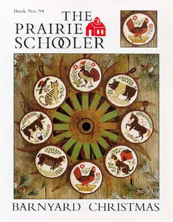 The Prairie Schooler BARNYARD CHRISTMAS Counted Cross Stitch Pattern, Horse, Cow, Pig, Ornaments, Chart Book 94