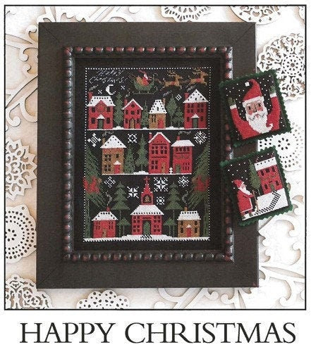 The Prairie Schooler HAPPY CHRISTMAS Counted Cross Stitch Pattern Leaflet Design Chart Book No. 190