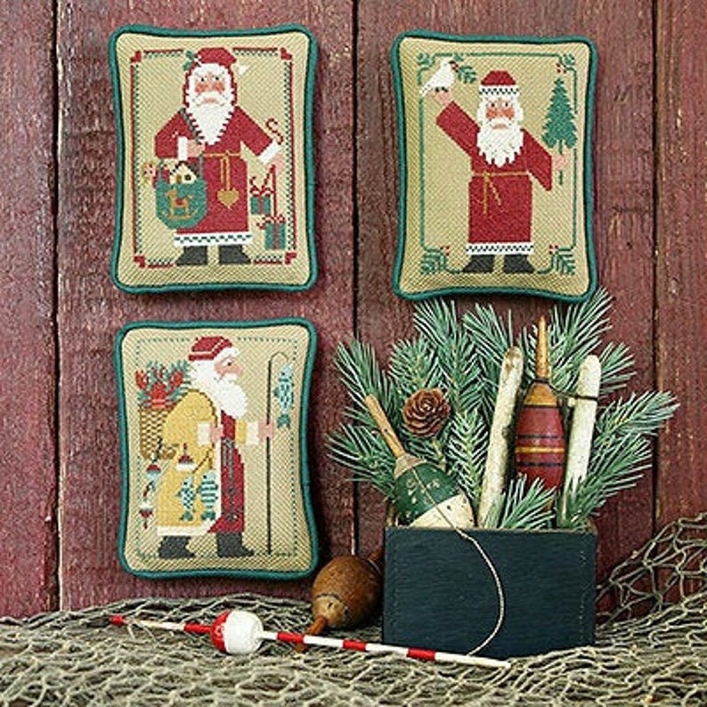 SANTAS REVISITED IV The 1986, 1988 & 1992 Schooler Santas by Prairie Schooler Counted Cross Stitch Pattern, Hoffman Reprint,  Book No. 205