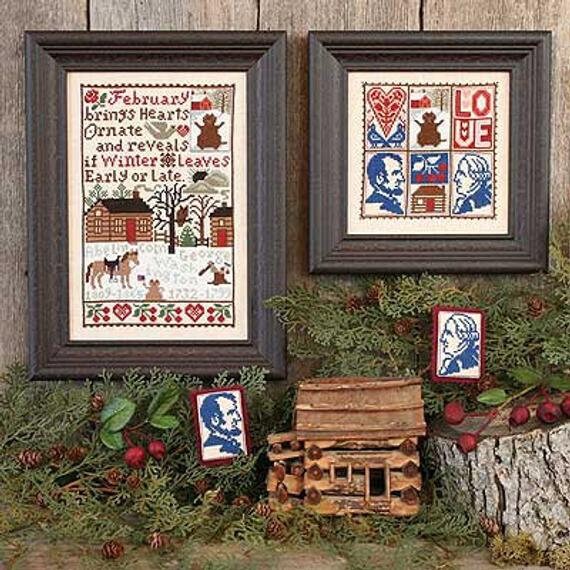 The Prairie Schooler FEBRUARY Cross Stitch Pattern Leaflet Chart Book No. 160