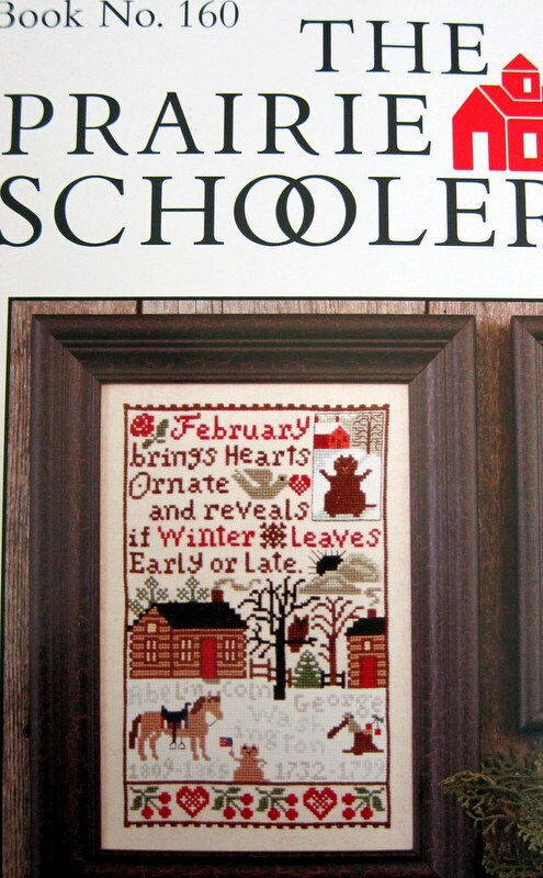 The Prairie Schooler FEBRUARY Cross Stitch Pattern Leaflet Chart Book No. 160