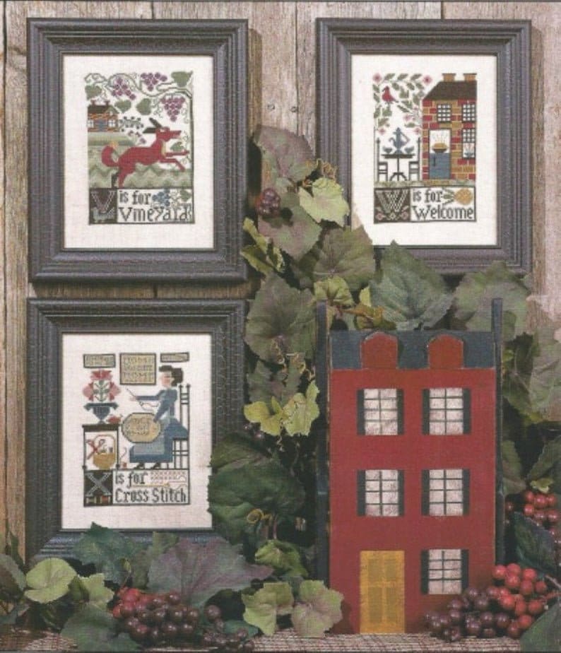 V*W*X By The Prairie Schooler Counted Cross Stitch Pattern Primitive Alphabet Series Chart Book No. 113