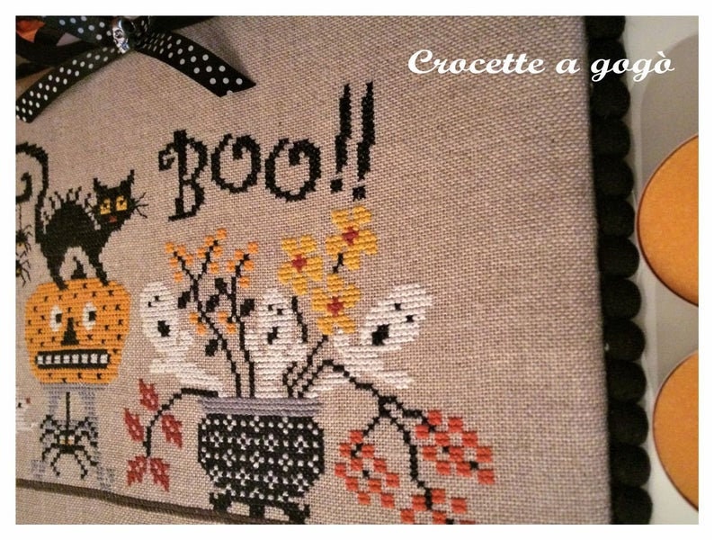 Crocette A Gogo   "Boo!!"  Counted Cross Stitch Pattern  Halloween, Autumn, Black Cat, Jack-O-Lantern, Ghost, Italy, PAPER PATTERN