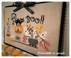 Crocette A Gogo   "Boo!!"  Counted Cross Stitch Pattern  Halloween, Autumn, Black Cat, Jack-O-Lantern, Ghost, Italy, PAPER PATTERN