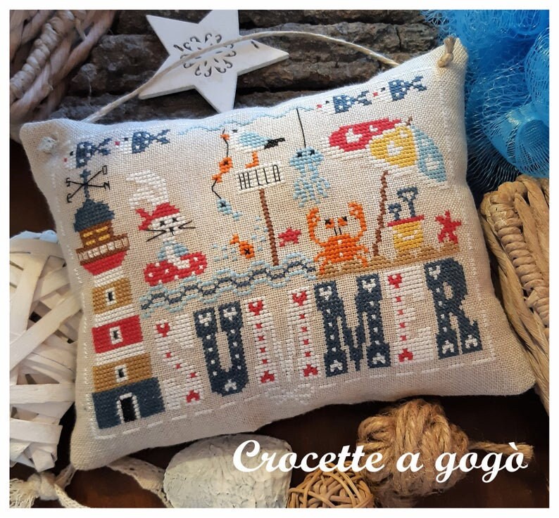 Crocette A Gogo   "HELLO SUMMER"  Counted Cross Stitch Pattern  Summer, Beach, Crab, Lighthouse, Bunny, Fish, Italy, Paper Pattern