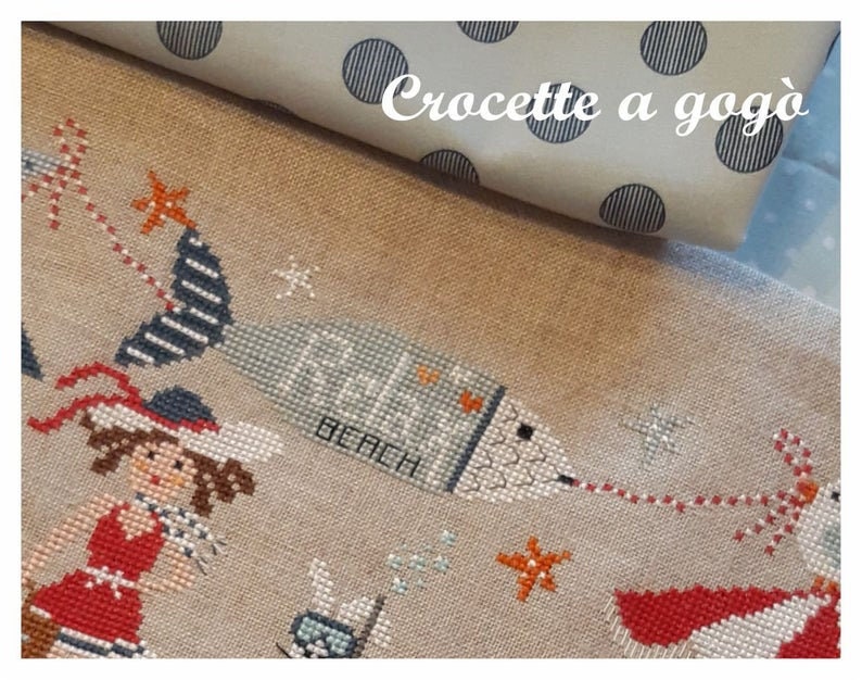 RELAX BEACH by Crocette A Gogo   Counted Cross Stitch Pattern  Summer, Beach, Crab, Cat, Bunny, Fish, Italy, Paper Pattern