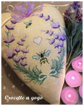 LAVENDER HEART by Crocette A Gogo   "Cuor Di Lavanda"  Counted Cross Stitch Pattern  Summer, Bees, Heart, Flowers, Italy, Paper Pattern