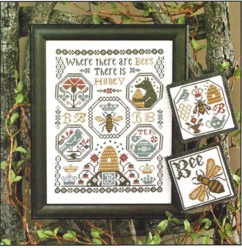 WhERE THERE ARE BEES by The Prairie Schooler Counted Cross Stitch Leaflet Pattern, Hoffman Reprint, Chart Book No. 193