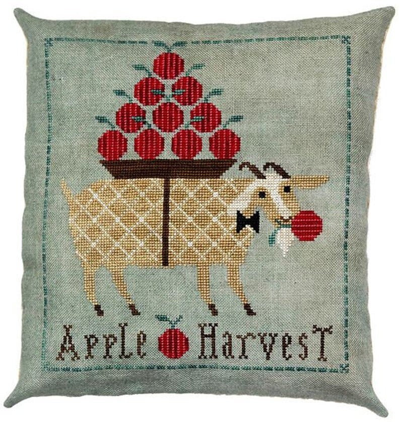 GiDDY GOAT APPLE HARVEST by Artful Offerings  Counted Cross Stitch  Fall, Paper Pattern