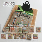 A YEAR of CELEBRATIONS  by Hands On Designs  Counted Cross Stitch  Pattern, 12 Monthly Charts, Paper Pattern