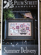 SUMMER DELIVERY  By Plum Street Samplers  Counted Cross Stitch  Chart, Horse, Sheep American Flag, Folk, Paper Pattern