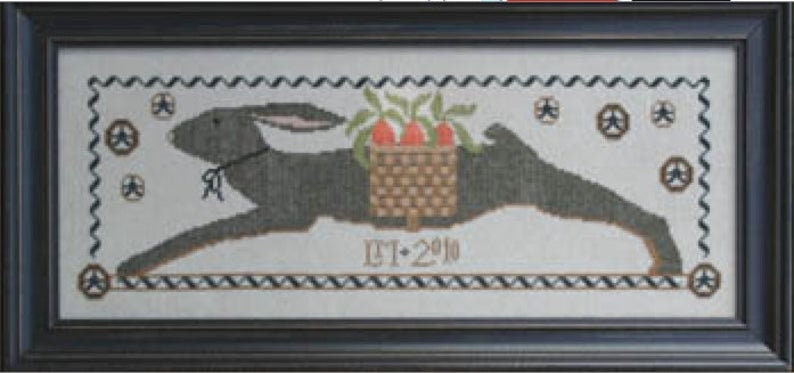LA-D-DA "The Totin' Hare" Counted Cross Stitch pattern, Easter, Bunny, Rabbit, Spring, Paper Pattern