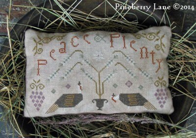 PINEBERRY LANE "Peace & Plenty" Counted Cross Stitch Pattern, Thanksgiving, Turkeys, Grapes, Sampler, Autumn, Pattern Only