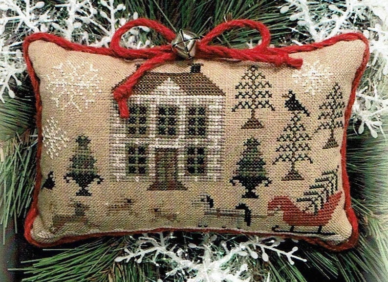 THE SCARLETT HOUSE "Bringing Home The Tree"  Cross Stitch Pattern  Christmas, Ornament, Pattern Only