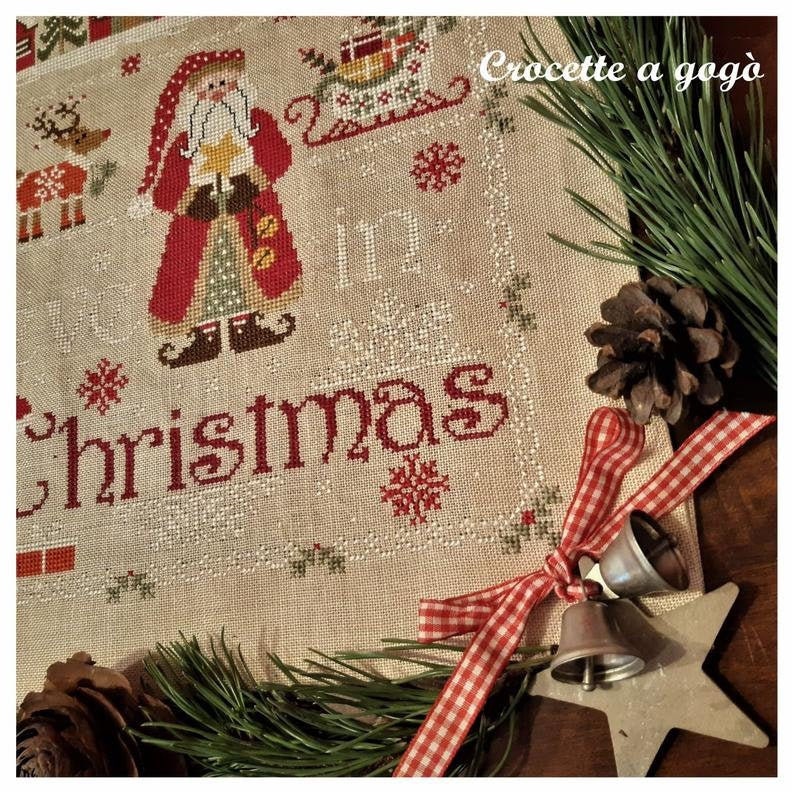 BELIEVE IN CHRISTMAS by Crocette A Gogo  •  Counted Cross Stitch Paper Pattern • Santa, Reindeer, Sleigh, Presents, Snowflakes, Winter