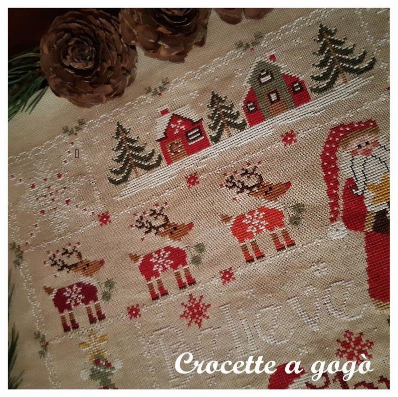 BELIEVE IN CHRISTMAS by Crocette A Gogo  •  Counted Cross Stitch Paper Pattern • Santa, Reindeer, Sleigh, Presents, Snowflakes, Winter