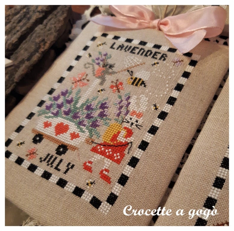 Calendar Part 2 by Crocette A Gogo   Counted Cross Stitch Pattern  May, June, July, August, Rose, Summer, Lavender, Holiday, PAPER PATTERN
