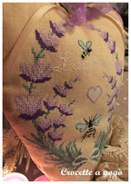 LAVENDER HEART by Crocette A Gogo   "Cuor Di Lavanda"  Counted Cross Stitch Pattern  Summer, Bees, Heart, Flowers, Italy, Paper Pattern