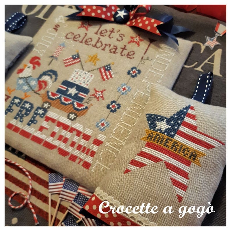 Crocette A Gogo   "FREEDOM"  Counted Cross Stitch Pattern  Summer, Patriotic, Americana, July, Paper Pattern