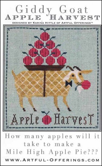 GiDDY GOAT APPLE HARVEST by Artful Offerings  Counted Cross Stitch  Fall, Paper Pattern