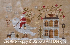 SANTA, the DOVE, and the KEY by Barbara Ana Designs Counted Cross Stitch Chart, Santa, White Dove, Paper Pattern