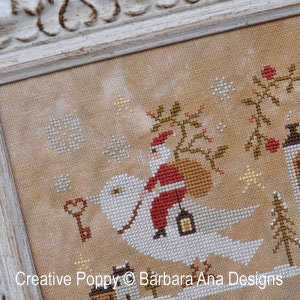 SANTA, the DOVE, and the KEY by Barbara Ana Designs Counted Cross Stitch Chart, Santa, White Dove, Paper Pattern
