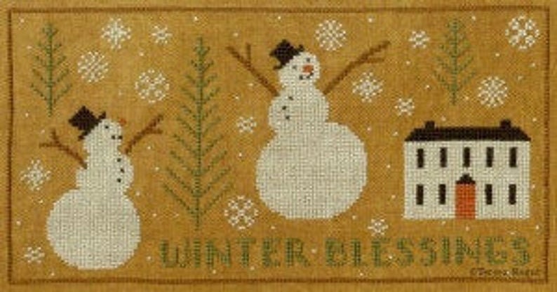 TERESA KOGUT "Winter Blessings"  Counted Cross Stitch Pattern  Snowmen, Snowflakes, Winter, Christmas, folk art, Pattern Only