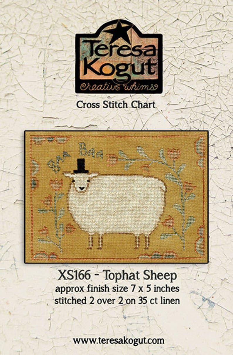 TERESA KOGUT "Tophat Sheep"  Counted Cross Stitch Pattern  Sheep, Spring, Baa Baa, Folk Art, Pattern Only