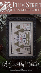 PLUM STREET SAMPLERS "A Country Winter" Cross Stitch Pattern, Sheep, Snowman, Barn, Paper Pattern