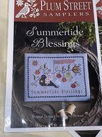 Plum Street Samplers, "Summertide Blessings" Counted Cross Stitch Pattern, Summer, Americana, Flag, Paper Pattern