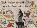 THE BLUE FLOWER "Night Walked Down" Cross Stitch Chart, Black Cat, Autumn, Pattern Only