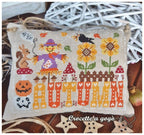 Crocette A Gogo  "Hello Autumn" Counted Cross Stitch Pattern, Pumpkins, Scarecrow, Flowers, Birds, Paper Pattern, In Stock