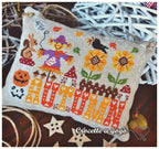 Crocette A Gogo  "Hello Autumn" Counted Cross Stitch Pattern, Pumpkins, Scarecrow, Flowers, Birds, Paper Pattern, In Stock