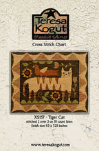 TERESA KOGUT "Tiger Cat"  Cross Stitch Pattern  Cat, Sunflowers, Primitive, Bird, Folk Art, Pattern Only