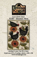 TERESA KOGUT "Bloomin' Hens"  Counted Cross Stitch Pattern  Summer, Sunflowers, Primitive, folk art, Pattern Only
