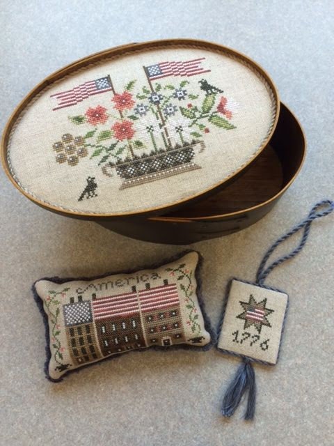 Patriotic Shaker Box Set by The Scarlett House Counted Cross Stitch Pattern/Chart, Americana, 4th of July, American Flag, Pattern Only