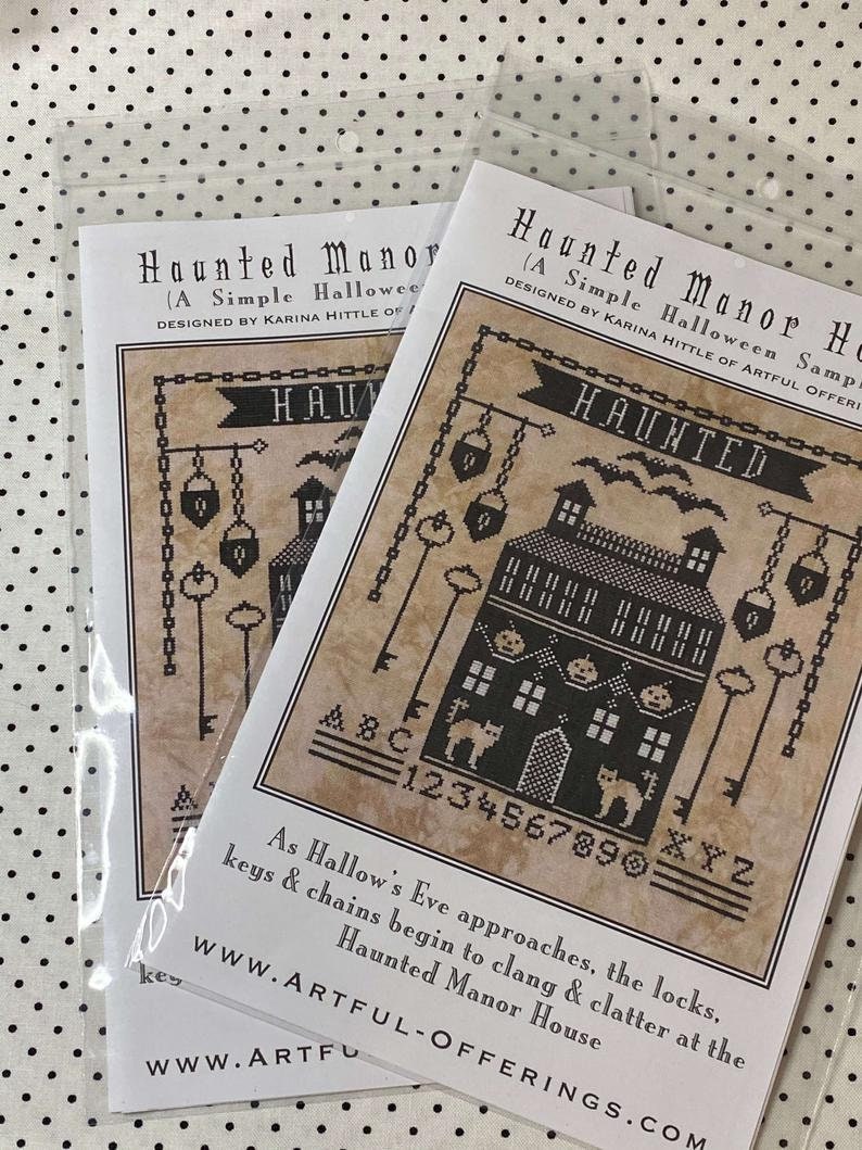 ARTFUL OFFERINGS "Haunted Manor House" (A Simple Halloween Sampler), Counted Cross Stitch, Pattern Only