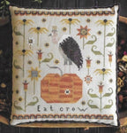 PLUM STREET SAMPLERS "Eat Crow" Counted Cross Stitch Pattern, Fall Decor, Pumpkin, Crow, Sunflowers, Primitive Decor, Pattern Only