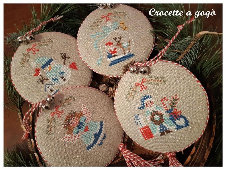 Crocette A Gogo   "BLUE CHRISTMAS"  Counted Cross Stitch Pattern  Winter, Ornaments, Snowman, Angel, Santa Claus, Italy, Paper Pattern