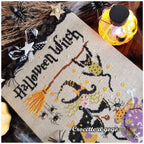CROCETTE A GOGO "Halloween Witch"  Counted Cross Stitch Pattern  Halloween, Autumn, Fall, Black Cat, Paper Pattern