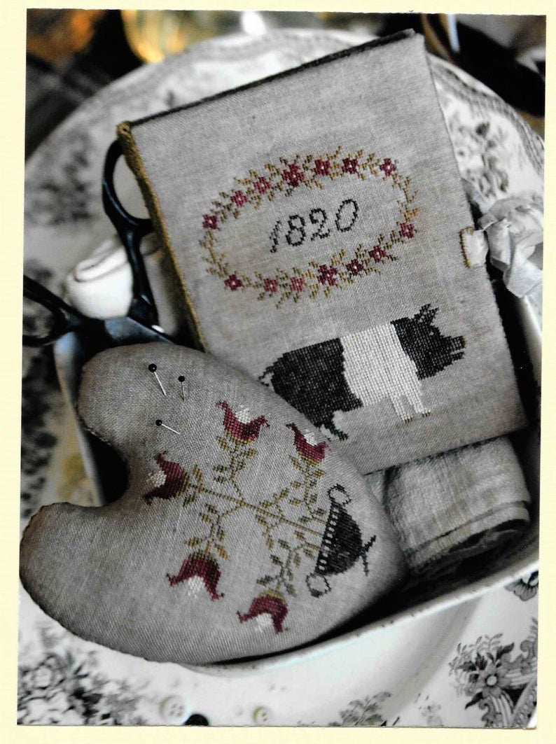 STACY NASH "Prized Pig, Sewing Book, Flower Urn Pinkeep", Pincushion, Needle Book, Colonial, Pattern Only
