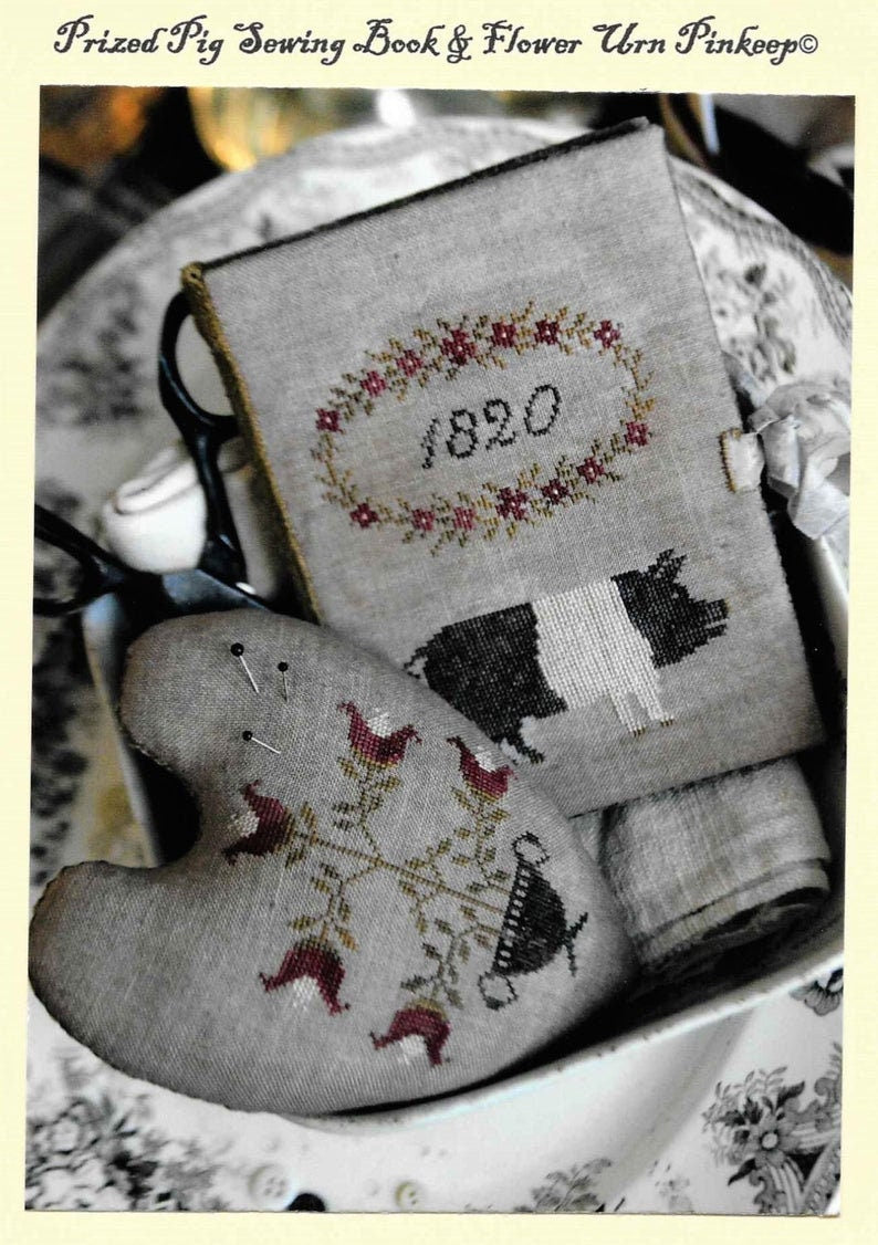 STACY NASH "Prized Pig, Sewing Book, Flower Urn Pinkeep", Pincushion, Needle Book, Colonial, Pattern Only