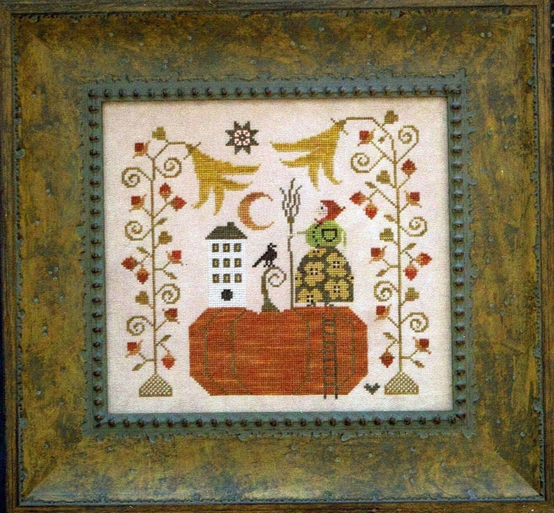 PLUM STREET SAMPLERS "Babushka's Blossoms" Counted Cross Stitch Pattern/Chart, Autumn, Pumpkin, Garden, Pattern Only