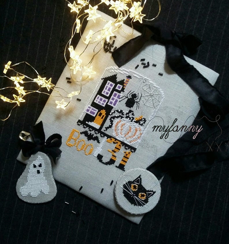 PDF INSTANT DOWNLOAD  My Fanny "31"  Counted Cross Stitch Pattern  Halloween, Haunted House, Autumn