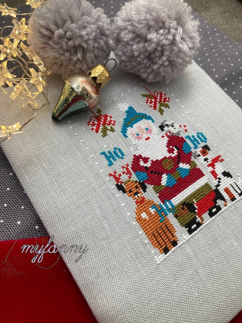 PDF INSTANT DOWNLOAD  My Fanny "Santa Collection #5"  Counted Cross Stitch Pattern  Christmas, Winter, Santa, Dogs, Mistletoe