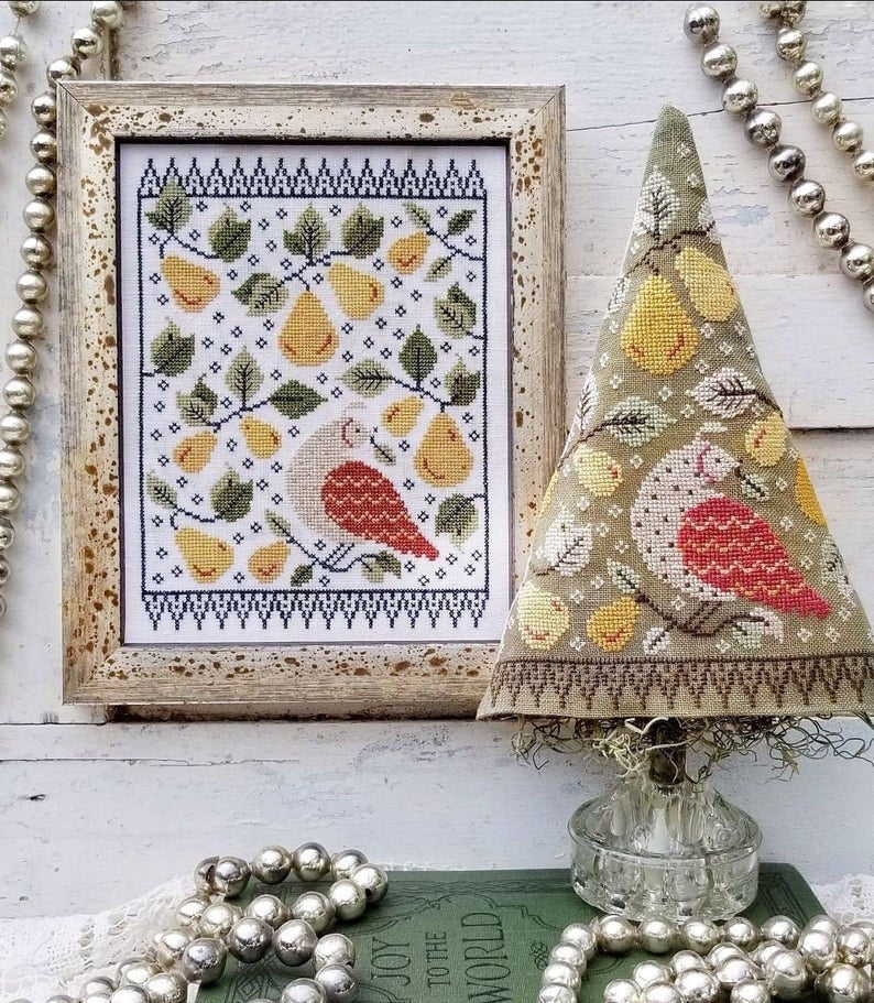 FIRST DAY of CHRISTMAS  by Hello From Liz Matthews  Counted Cross Stitch Pattern  Pear, Sampler, Tree, Paper Pattern