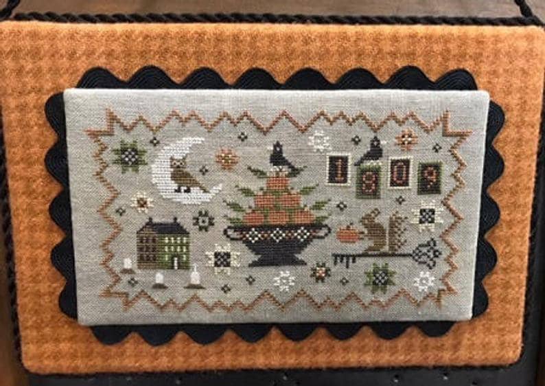 THE SCARLETT HOUSE "Fall Frolic"  Counted Cross Stitch Pattern  Autumn, Fall, Key, Squirrel, Pumpkins, Owl, Crows, Moon, Motifs