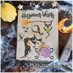 CROCETTE A GOGO "Halloween Witch"  Counted Cross Stitch Pattern  Halloween, Autumn, Fall, Black Cat, Paper Pattern