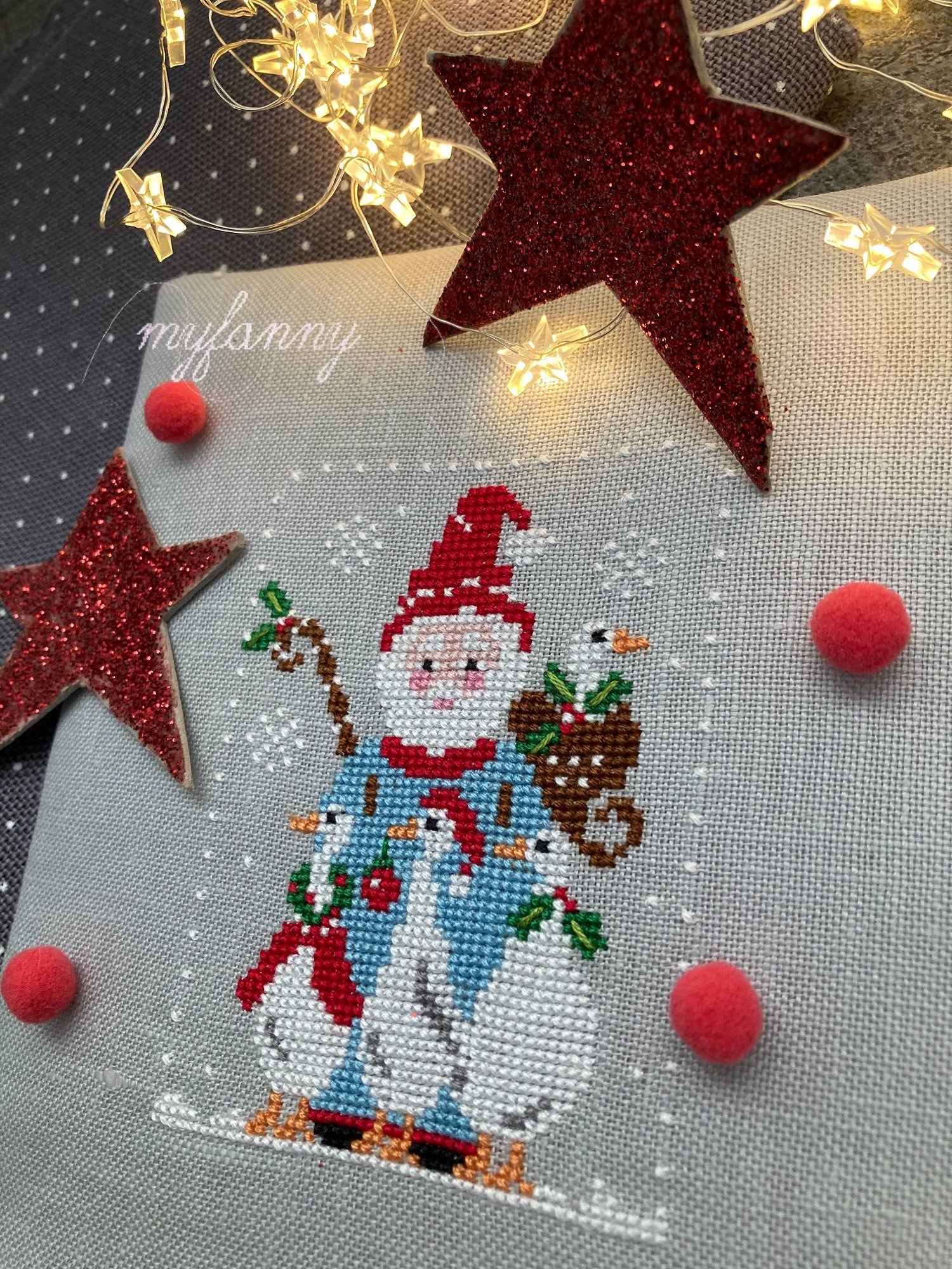 PDF INSTANT DOWNLOAD  My Fanny "Santa Collection #6"  Counted Cross Stitch Pattern  Christmas, Winter, Santa, Geese